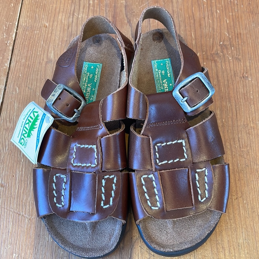 Viking Ortho Fussbett Vintage sandals, Size 32, brown genuine leather